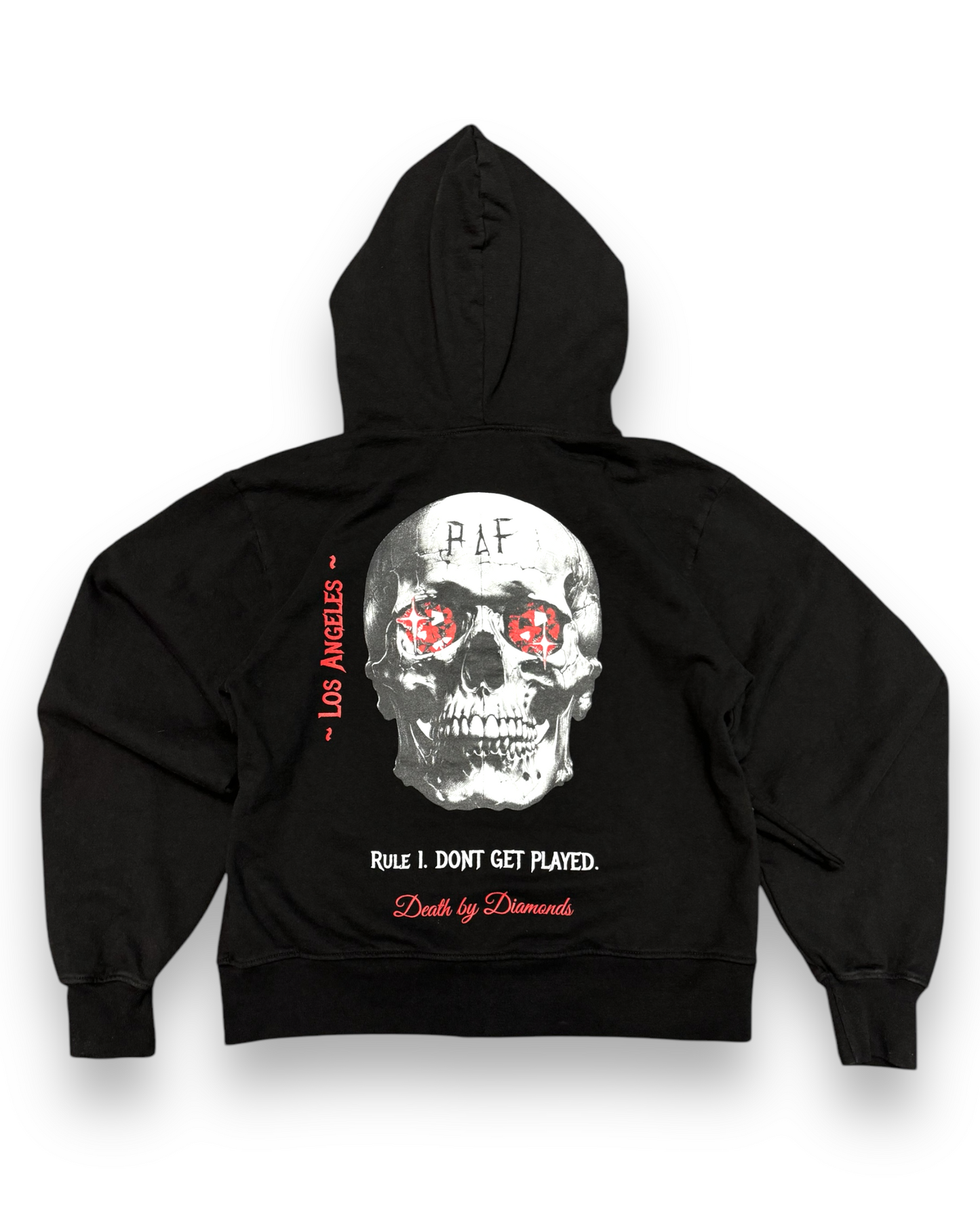 DEATH BY DIAMONDS BLACK ZIP UP HOODIE